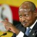 President of Uganda Yoweri K Museveni gestures as he speaks during a news conference in a hotel in St Julians, Valletta, Malta on the first day of the Commonwealth Heads of Government Meeting (CHOGM), Friday Nov. 25, 2005.  CHOGM was opened by Britain's Queen Elizabeth II on Friday and the event is due to hosted by Uganda in two years time.  (AP Photo/Martin Cleaver)